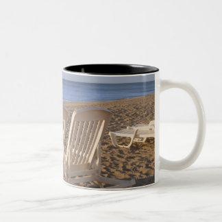 Sand Beach Chairs with Umbrella Two-Tone Coffee Mug