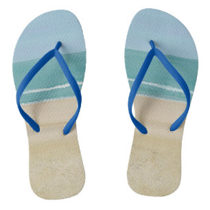 Sand Beach Ocean Waves Flip Flops