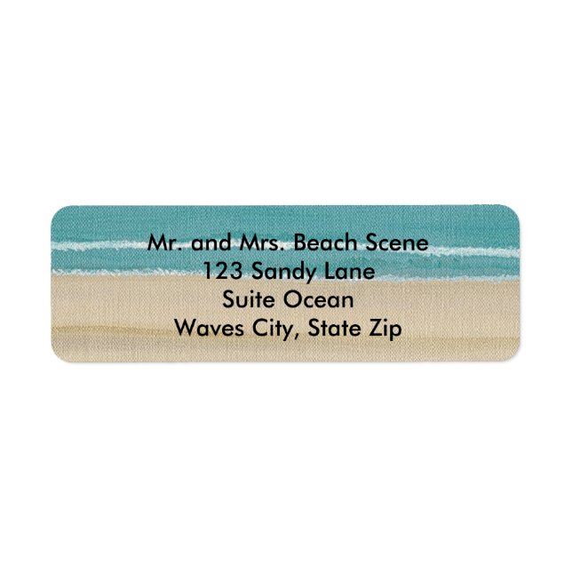 Sand Beach Ocean Waves Scene Address Labels (Front)
