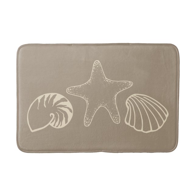 Sand Beach Sea Shells Bathroom Rug Bath Mat (Front)
