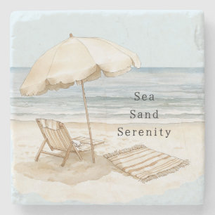 Sand Beach Serenity Umbrella Stone Coaster