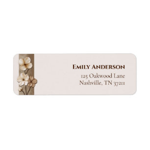 Sand Beige Hand Drawn Floral Botanical Return Ad