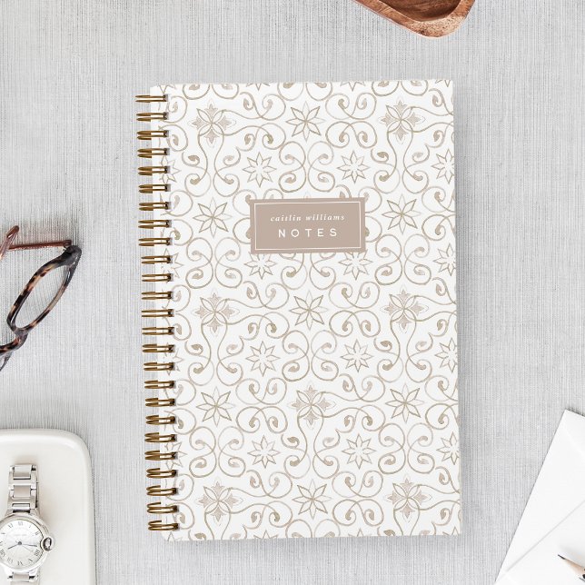 Sand Beige | Mediterranean Tile Personalized Notebook (Creator Uploaded)