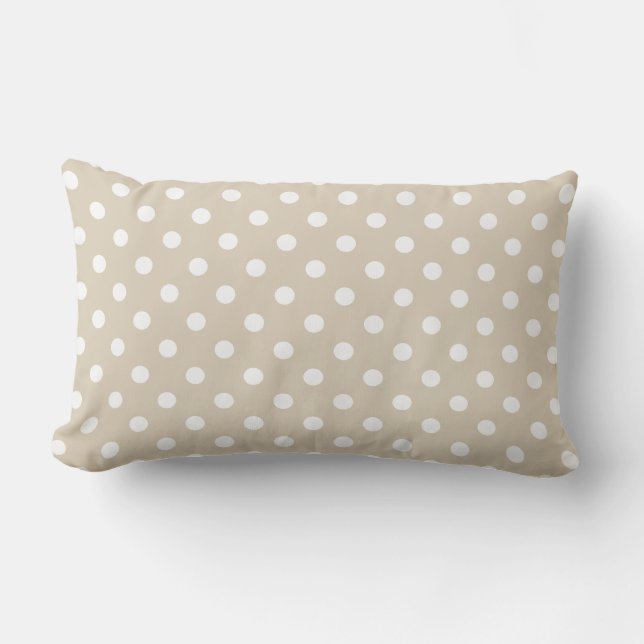 Sand Beige Polka Dot Outdoor Lumbar Pillow (Front)