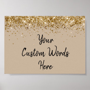 Sand Black Gold Glitter Birthday Party Anniversary Poster