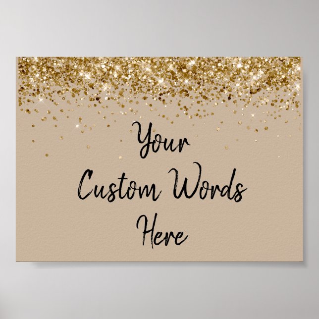 Sand Black Gold Glitter Birthday Party Anniversary Poster (Front)