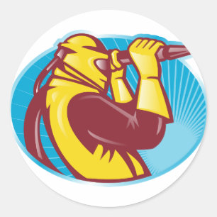 sand blaster sandblasting sandblaster worker retro classic round sticker