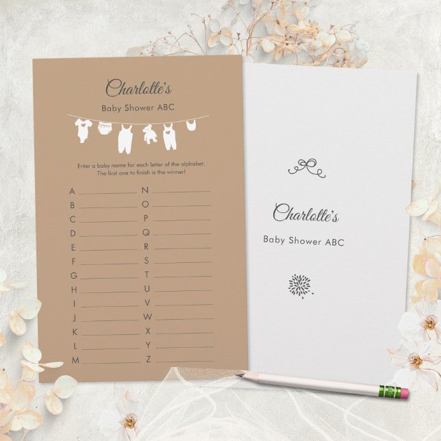 Sand Boho Minimalist Baby Shower ABC Game (Minimal Sand Gender Neutral Baby Shower ABC Game ©Susanne Sachers - Sunny Mind 🌞)