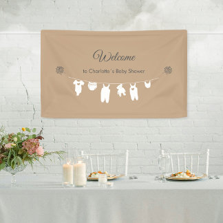 Sand Boho Minimalist Baby Shower Welcome Banner