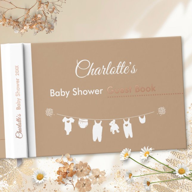 Sand Boho Minimalist Gender Neutral Baby Shower Guest Book (Minimalist Sand Gender Neutral Boho Baby Shower Foil Guest Book ©Susanne Sachers - Sunny Mind 🌞)