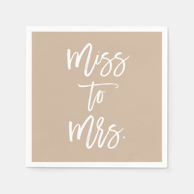 Sand Boho Miss To Mrs Bridal Shower Napkins (Front)