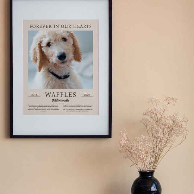 Sand & Brown Dog Memorial Portrait Photo Poster (Creator Uploaded)