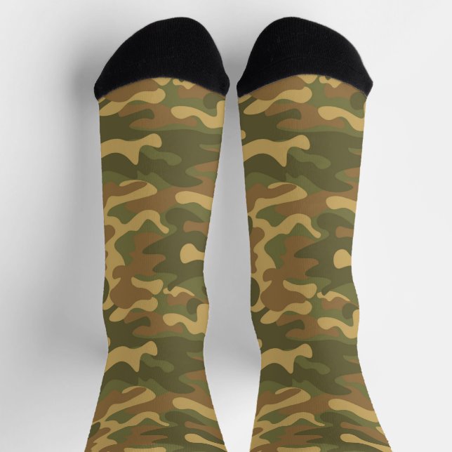 Sand Brown Green Camo Socks (Top)