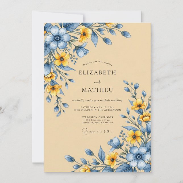 Sand Bucolic Meadow Wedding Invitation (Front)