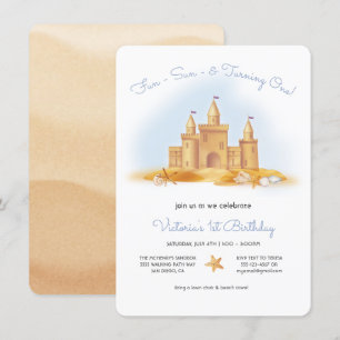 Sand Castle Beach Birthday Party Invitation