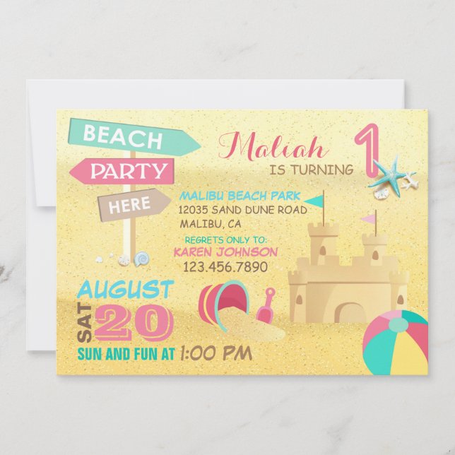 Sand Castle Beach Party Anniversaire Invitations (Devant)