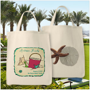 Sand Castle Beach Personalized Family Reunion Tote Bag
