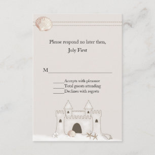 Sand Castle Beach Theme Wedding RSVP Card