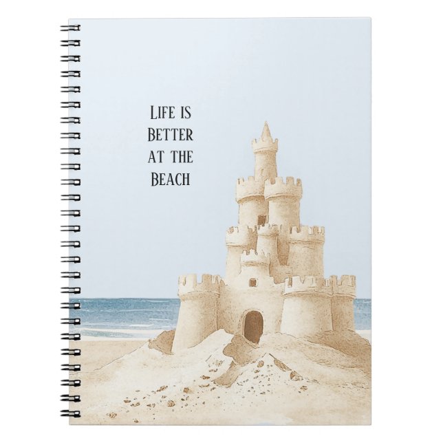 Sand Castle Ocean Beach Notebook (Front)