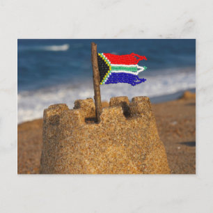 Sand Castle With South African Flag, Umhlanga Postcard