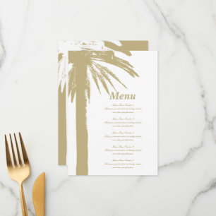 Sand colour palm tree beach wedding menu template
