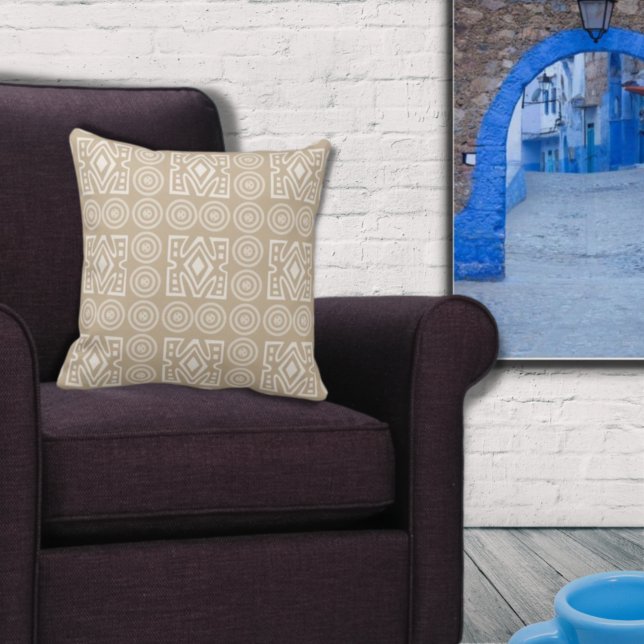 Sand Coloured African Inspired Repeat Pattern Throw Pillow (Creator Uploaded)