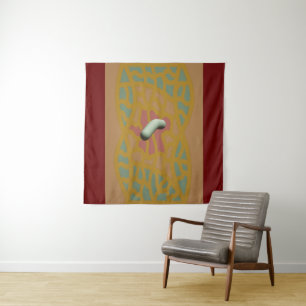 Sand coloured patterned  art designed tapestry