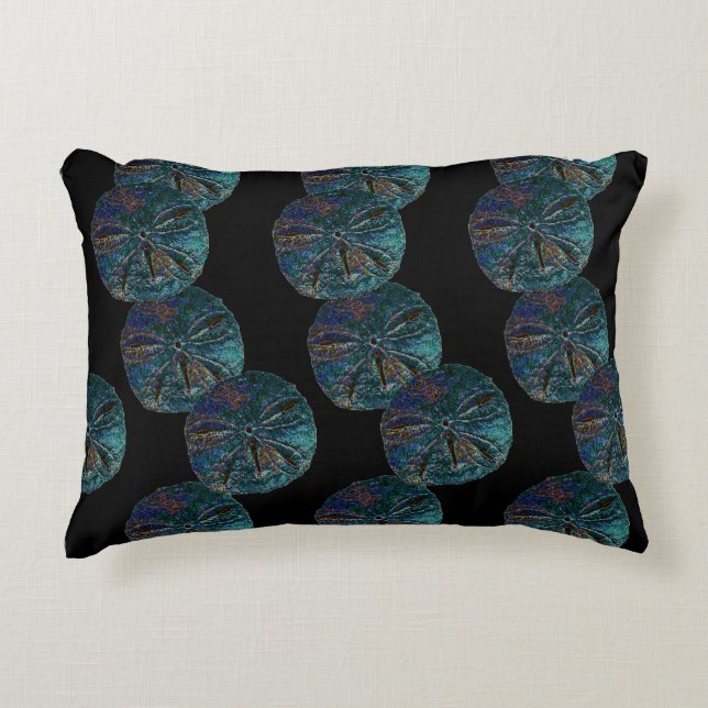 Sand Dollar Abstract Artsy Blue Black Gift Favour Accent Pillow (Front)