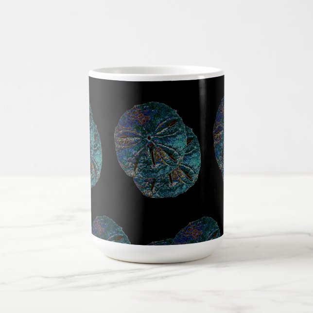 Sand Dollar Abstract Artsy Blue Black Gift Favour Coffee Mug (Center)