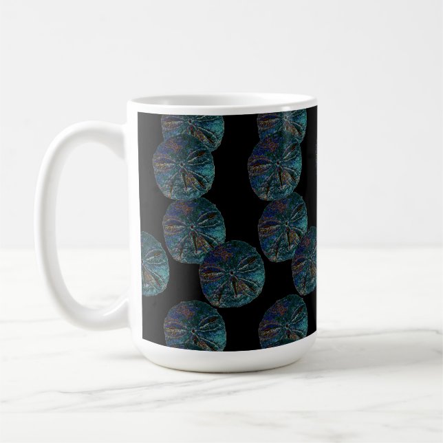 Sand Dollar Abstract Blue Black Artsy Gift Favour Coffee Mug (Left)