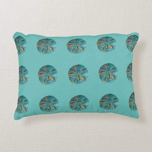 Sand Dollar Abstract Pattern Gift Favour Teal Blue Accent Pillow (Front)