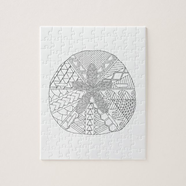 Sand Dollar Adult Coloring Puzzle (Vertical)