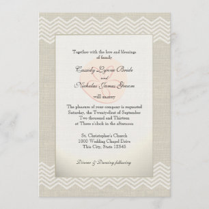 Sand Dollar and Burlap Zigzag Invitation