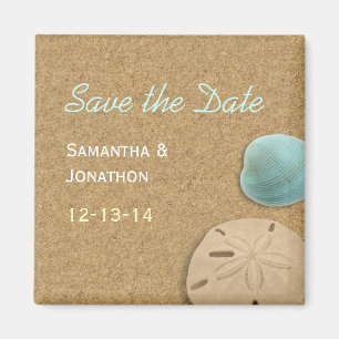 Sand-dollar and Shell Beach Theme Save the Date Magnet