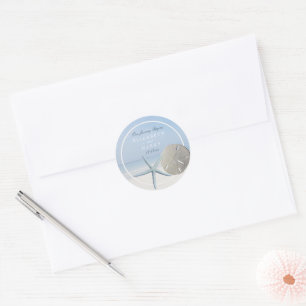 Sand Dollar and Starfish Beach Wedding Classic Round Sticker