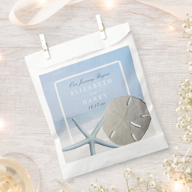 Sand Dollar and Starfish Beach Wedding Favour Bag (Clipped)