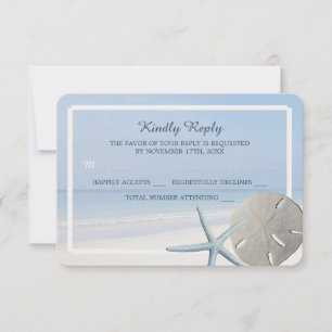 Sand Dollar and Starfish Beach Wedding RSVP Card