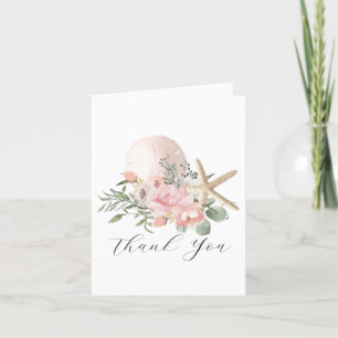 Sand Dollar and Starfish Floral Thank You Card