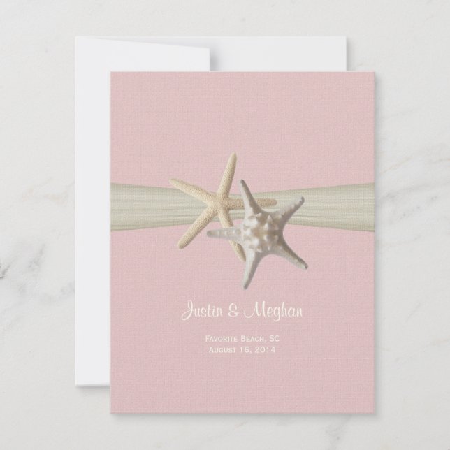 Sand Dollar and Starfish Pink Reception Invitation (Front)