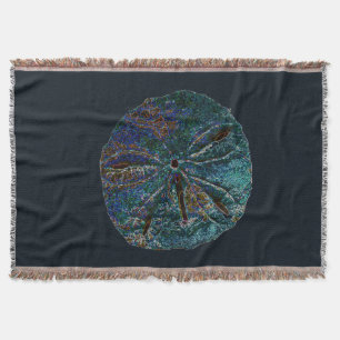Sand Dollar Art Abstract Blue Nautical Gift Favour Throw Blanket