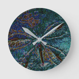 Sand Dollar Art Abstract Blue Pattern Gift Favour Round Clock