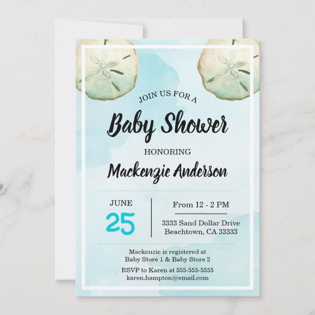 Sand Dollar Beach Baby Shower Invitation (Front)