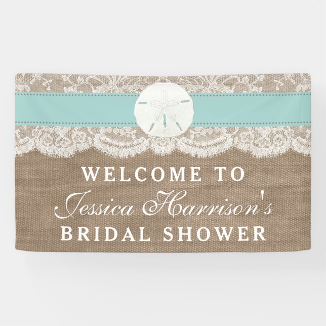 Sand Dollar Beach Bridal Shower - Turquoise Banner (Horizontal)