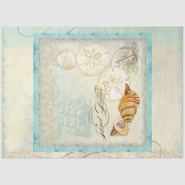 Sand Dollar Beach Seashells Seaside Decoupage Art Tissue Paper (Front)