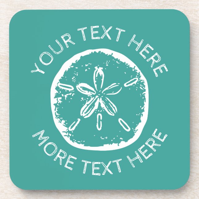 Sand dollar beach shell plastic beverage coaster (Front)