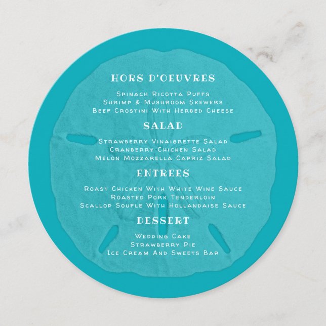 Sand Dollar Beach Tropical Menu Template (Front)