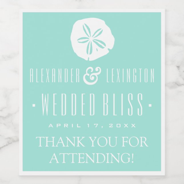 Sand Dollar Beach Wedding Customize Colour Wine Label (Single Label)