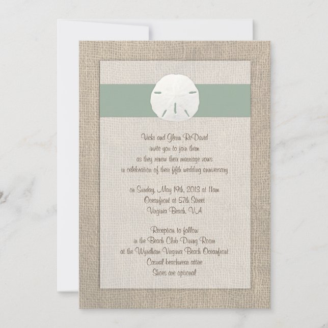 Sand Dollar Beach Wedding Invitation À Se Marier - (Devant)