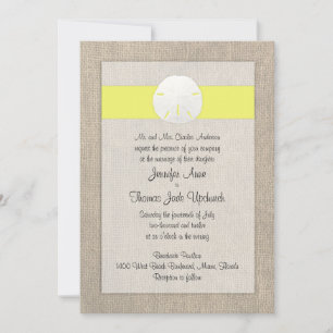 Sand Dollar Beach Wedding Invitation - Yellow