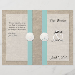 Sand Dollar Beach Wedding Program - Turquoise